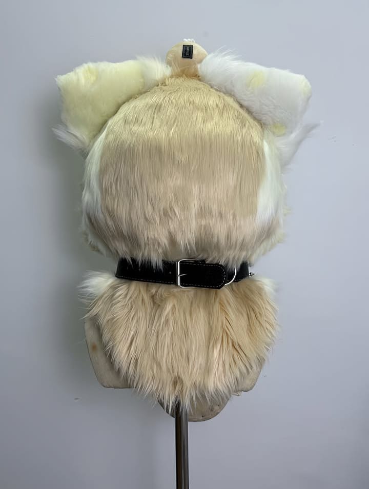 Cream, rear view, fursuit head